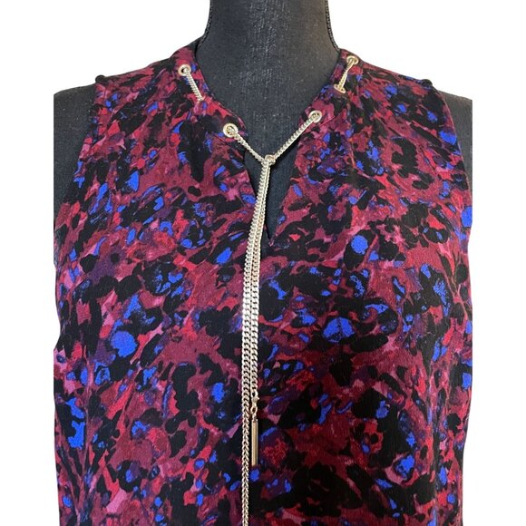 Torrid Womens Sleeveless Watercolor Print Tunic Top With Chain Accent - Picture 2 of 9